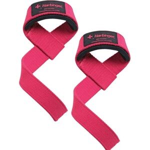 Harbinger Womens Padded Cotton Lifting Straps Femme, Black/Pink